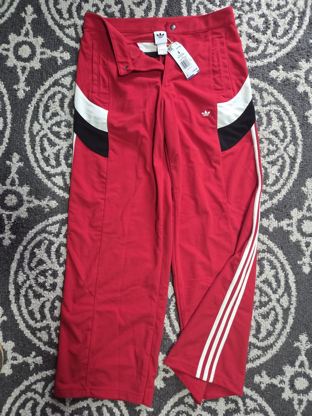 Adidas Trefoil Track Pants - Red/White, Women’s Size 4, New With Tags